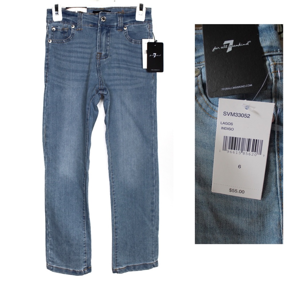 7FAMK NWT Girls Slimmy Jeans 6 Light Wash Indigo
